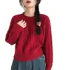 Suéter grueso de punto trenzado con cuello redondo estilo coreano para mujer, corte holgado, nueva colección otoño/invierno 2026, adecuado para usar como capa exterior