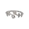 Anillo Abierto de Flor Doble Tulipán Rosa para Mujer, Anillo Floral para Dedo Índice Súper de Hada, Anillo Versátil de Diseño Nicho