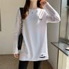 3111 foto real algodón manga larga camiseta mujer 280 kedel terciopelo primavera otoño e invierno forro polar base camiseta suéter largo