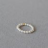 Anillo Sencillo Delgado y Delicado para Dedo Índice de Mujer, Relleno de Oro Americano de 14K, Cuentas Pequeñas de Oro, Perlas Artificiales Pequeñas Translúcidas, Hecho a Mano