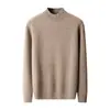 Suéter de Lana 100% Puro Transfronterizo para Hombre de Cuello Alto Medio Capa de Aire Engrosado Suéter de Punto Suelto Casual Camiseta de Punto Base