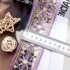 Encaje de organza bordado con lentejuelas de 5.3 cm de ancho, estilo étnico multicolor, material para ropa, zapatos, accesorios, materiales decorativos