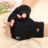 Luvas de Pelúcia à Prova de Vento para Mulheres Inverno Quente Estudante Sem Dedos Conversíveis Luvas para Exterior Meio Dedo Espessas para Escrever
