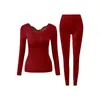 Conjunto de ropa interior térmica con infusión de ácido hialurónico, que incluye un top fino de otoño y pantalones, para abrigarse en invierno, adecuado para usar como prenda exterior o como capa base
