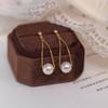 Pendientes de perlas distintivas de plata esterlina S925 para mujer, nuevos pendientes de plata esterlina de alta gama con un toque de nicho para el rostro, pendientes delgados.