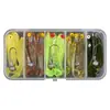 Caja con cola en T que brilla en la oscuridad 1.3g/5.5cm señuelo blando con anzuelo de cabeza de plomo equipo de pesca caja de cinco compartimentos set de señuelos
