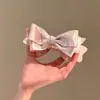 Pinza Banana de Lunares de Doble Capa de Satén con Lazo, Pinza Vertical de Alto Nivel y Elegante para Cola de Caballo Alta, Nuevo Accesorio para el Cabello de Primavera y Verano