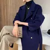 Gola de Tweed Dupla Face Vestido Jaqueta Clássica de Seis Botões Estilo Hepburn Tamanho Pequeno Solto Casual Lã Pura Casaco Outono Inverno