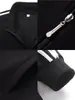 Cardigã de Algodão 320g com Gola Alta, Novo Estilo Outono, Esportivo, Confortável, Casual, Versátil, Cor Sólida com Três Listras, Peça Superior Masculina