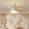 Lámpara ventilador de techo para habitación infantil estilo macarrón crema, protección ocular de espectro completo, ventilador eléctrico integrado silencioso para dormitorio
