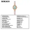 Reloj Mokago Ovalado de Cuarzo Pequeño con Diamantes Fragantes Pulsera de Lujo Ligero Reloj de Esfera de Nácar de Gama Alta Resistente al Agua 30m para Mujer