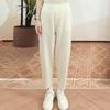 Pantalones de punto adelgazantes casuales de cintura elástica con cuatro agujas planas de cachemir de estambre de 16 pines de alto lujo, pantalones de abuela, pantalones de cachemir para otoño e invierno
