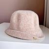 Sombrero de Pescador de Lana Liso Elegante Estilo Japonés para Mujer Invierno Vintage Combinable Cálido Sombrero Tejido Elegante y Elegante Sombrero de Cubeta Moderno