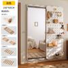 Painel Perfurado de Madeira Maciça Espelho de Vestir Porta Integrada Prateleira de Armazenamento Traseira Estilo para Casa Espelho de Corpo Inteiro para Parede Cabideiro de Entrada
