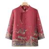 Camisa de primavera e verão da avó para meia-idade e idosos, roupas femininas finas de manga comprida para mães, camisa solta de primavera e verão para idosos
