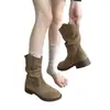 Botas vaqueras occidentales Martin para mujer 2026 Nuevo estilo Otoño/Invierno Versátiles Suela gruesa Con terciopelo engrosado Aumentan altura Botas cortas a media pantorrilla