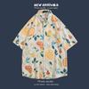 Camisa floral de manga corta para vacaciones de verano en la playa transfronterizas, camisa hawaiana de moda para hombre, camisa holgada de playa para parejas