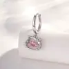 Novos Brincos Argola com Pingente de Cabeça de Gato Vazada de Zircônia Estilo Doce e Menina de Henson Design de Nicho