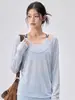 Ropa de Yoga para Mujer Petite Moda Oversize Cuello Redondo Hombro Caído Manga Larga Cubre-todo Moda Holgada Secado Rápido Ropa Exterior de Fitness