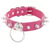 Colar Choker de Argola Redonda de Couro PU Ecológico com Moda Exagerada Estilo Streetwear Boate com Espigões