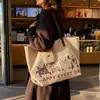 Bolsa Tiracolo de Lona de Grande Capacidade Sacola de Compras para Mulheres Indo para a Aula Bolsa de Ombro de Desenho Animado Bolsa de Mamãe Bolsa Tote para Fitness Viagem