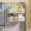 Estante de Almacenamiento para Refrigerador Estante de Almacenamiento en el Borde Lateral Organizador de Espacios en la Cocina Estante Colgante Cesta Colgante Multicapa para Film Plástico