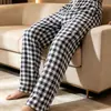 Capa de Aire para Hombres y Mujeres Ropa de Casa Cuadros Rayas Cordón Pantalones Largos 2026 Otoño/Invierno Nuevo Casual Usable Pijama