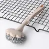 Cepillo de bola de limpieza de acero inoxidable con forma de flor de ciruelo para cocina, cepillo de bola de acero con mango, cepillo de bola de acero de mango largo, cepillo para lavar tazones, cepillo para ollas