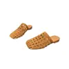 Mules de Punta Abierta Tejidos Huecos para Mujer 2026 Verano Nuevos Planos Transpirables Versátiles Slip-On Sandalias de Punta Cerrada