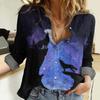Camisa de manga larga con estampado 3D de lobo transfronterizo europeo y americano con imagen personalizada, nueva moda de comercio exterior de otoño para mujer, venta al por mayor