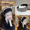Diadema de Pedrería Transfronteriza para Mujer, Estilo Coreano, Otoño e Invierno, Gama Alta, Lujo Ligero, Altura Craneal Alta, Adecuada para el Uso Diario y el Lavado de Cara, Diadema Plisada