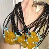 Cadena para Clavícula de Fluorita Amarilla Cepillada Natural, Diseño Moderno y Fresco, Artículo Popular para Transmisiones en Vivo, Collar Amarillo Atrae Riqueza al por Mayor