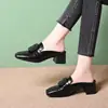 Mules de Moda Cuadrados Vintage para Mujer para Primavera y Verano, Sandalias Versátiles de Piel Suave con Suela Suave y Tacón Grueso