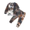 Pano transfronteiriço meninos e meninas roupas tie- tingido terno infantil outono longo- camisa de mangas compridas + calças outwear