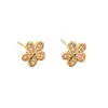 Pendientes Pequeños de Flor Chapados en Oro Real con Circonita Microincrustada Aguja de Plata S925 Diseño Pequeño Crisantemo Pendientes Elegantes de Moda Exquisitos