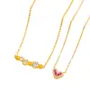 Mismo estilo que Tienda de Oro Puzuo Oro Brillante 24K Estrella de Fuego Corazón de Amor Verdadero Collar Cadena para Clavícula de Lujo Ligero Sentido de Gama Alta