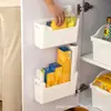 Estante de cocina sin perforaciones para pared, gabinete de pared, cesta colgante de pared, puerta de gabinete, bolsa de plástico para film transparente