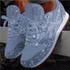 Otoño Transfronterizo Nuevos Zapatos Deportivos Casuales Punta Redonda Cordones Lentejuelas Moda Coreana Color Caramelo Diarios Tenis de Suela Gruesa