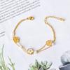 Pulseira de zircônia verde quadrada versátil da moda, pulseira de camada dupla com pérolas e capim do Little Red Book, cor de aço titânio que não desbota, presente para menina