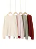 Suéter de cachemira para mujer, cuello redondo, tejido de ochos, manga larga, corte holgado, top adelgazante, jersey, capa base cálida, estilo casual