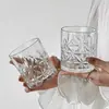 Vaso de whisky de fondo grueso, cristalería de alta gama, cristal para uso doméstico y comercial, vaso de cerveza grabado de lujo ligero, vaso para licores