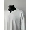 Camiseta de manga longa com gola V pesada para homens, nova coleção outono/inverno 2026, peça interna moderna estilo americano, top versátil