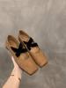 Sapatos de balé francês com bico quadrado e salto baixo, sapatos de fada 2024, novos sapatos de noite Mary Jane para primavera e outono