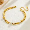 Pulsera Casual de Acero Inoxidable, Cadena Cruzada Básica de Moda para Mujer, Acero de Titanio Chapado en Oro Accesorios Elegantes de Nicho