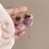 Brincos de Fada com Trepadeira Estilo Floresta, Longos com Franjas, Cachos de Uva Roxa, com Acabamento de Luxo, Agulha de Prata 925, Acessórios de Yiwu Atacado