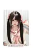 Perucas ZelanShao Luo Menina SuaveCor Chá PretoLolita Rabos de Cavalo Duplos Cabelo Longo Liso Peruca Completa Natural