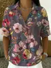 2026 Verano Transfronterizo Nuevo Top Casual para Mujer con Estampado Floral, Estilo Vacacional, Holgado, Cuello Solapa en V, Manga Corta