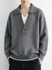 Suéter de Punto Falso Dos Piezas con Cuello para Hombre Temporada Otoño/Invierno 2026 Nuevo Estilo Camisa Polo Doble Cuello en V Ropa de Lana Ropa Interior