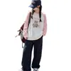 Camiseta base de outono para meninas, estilo cartoon, color block, nova coleção outono 2026, top de algodão puro com manga raglan para crianças