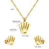 Venda Quente Transfronteiriça Brincos de Aço Inoxidável Ouro 18K Conjunto de Joias Colar Simples Colar de Palma Vazado Conjunto de Joias